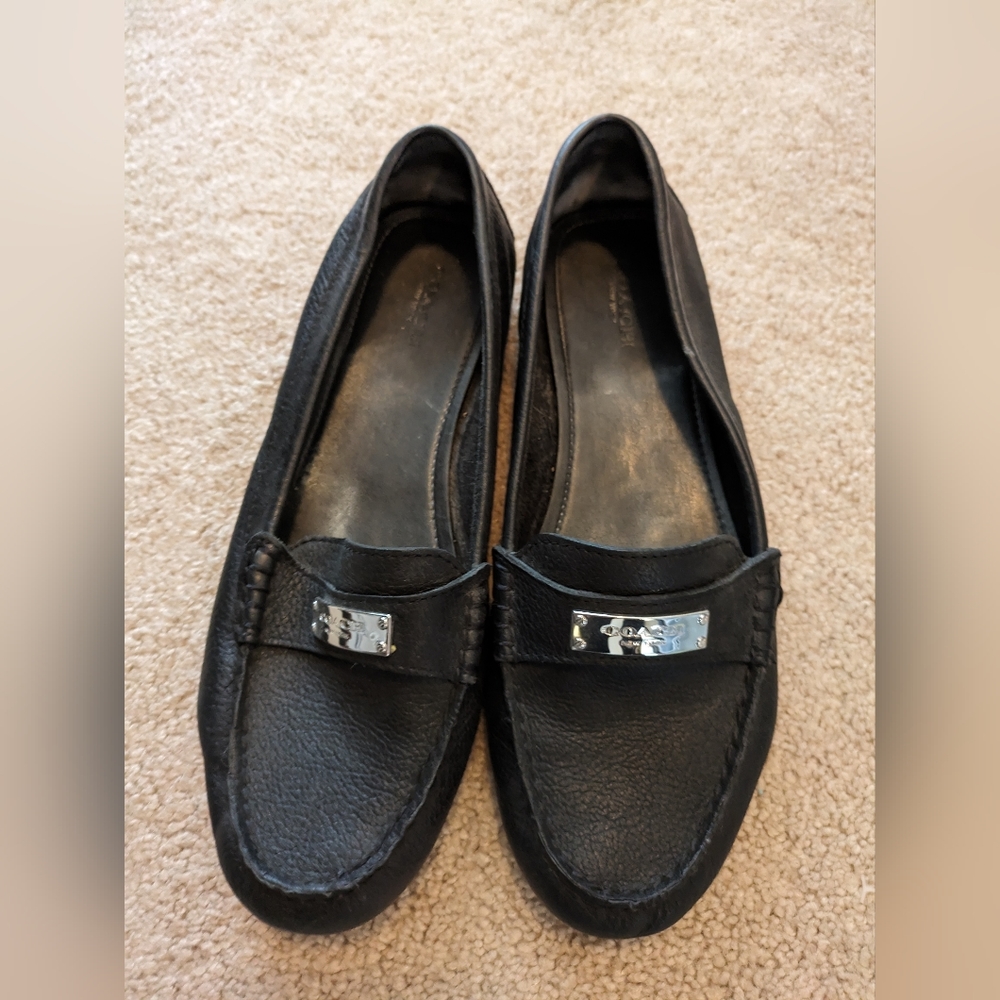 Coach black leather loafer flats size 9
